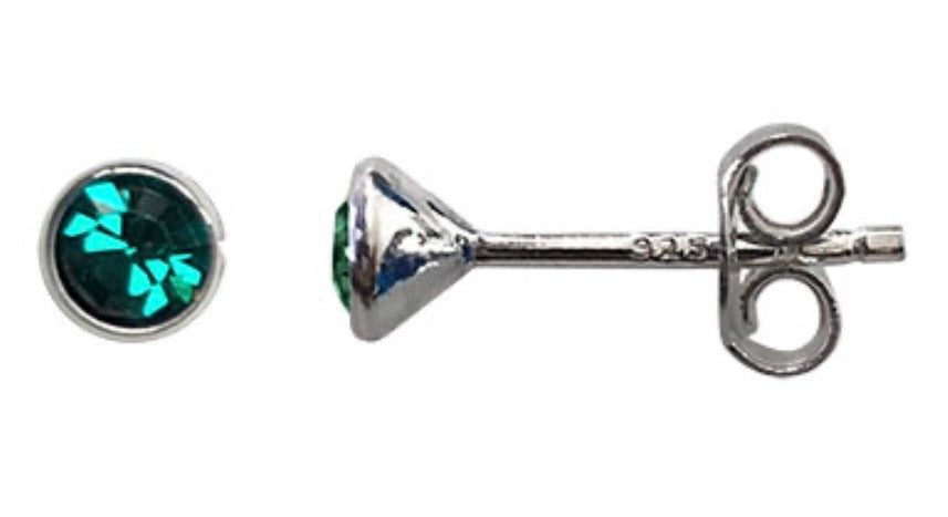 Swarovski® crystal May Birthstone Emerald Stud Earrings – 925 Sterling Silver