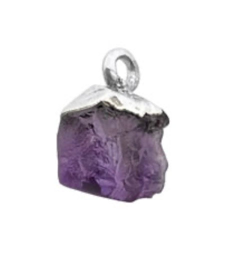Amethyst Chip Crystal Bracelet with Raw Amethyst Crystal Charm - 925 Sterling Silver