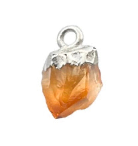 Citrine Chip Crystal Bracelet with Raw Citrine Crystal Charm - 925 Sterling silver