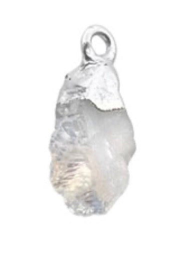 Moonstone Chip Crystal Bracelet with Raw Moonstone Crystal Charm - 925 Sterling Silver