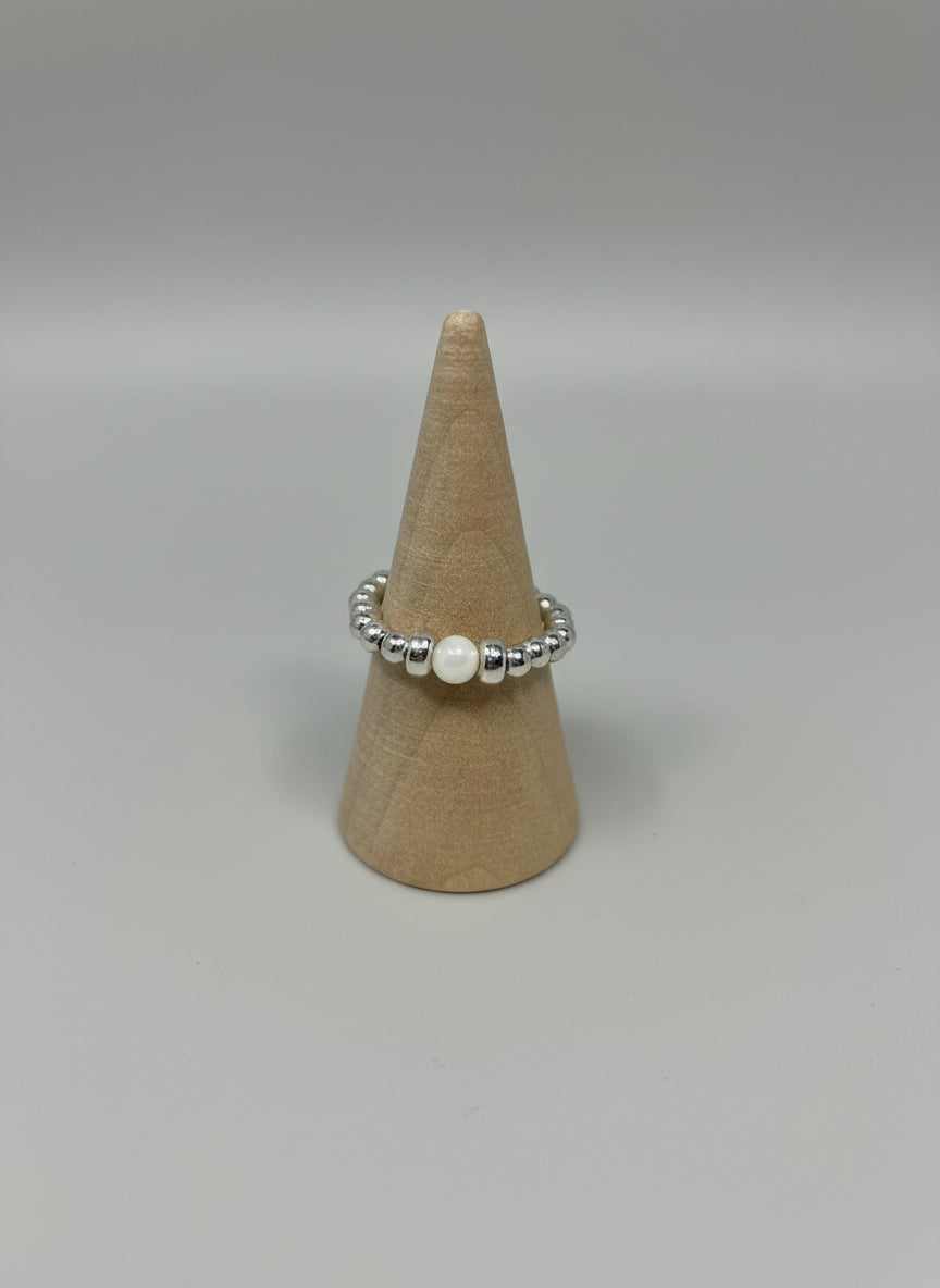 Crystal 925 Sterling Silver Beaded Ring