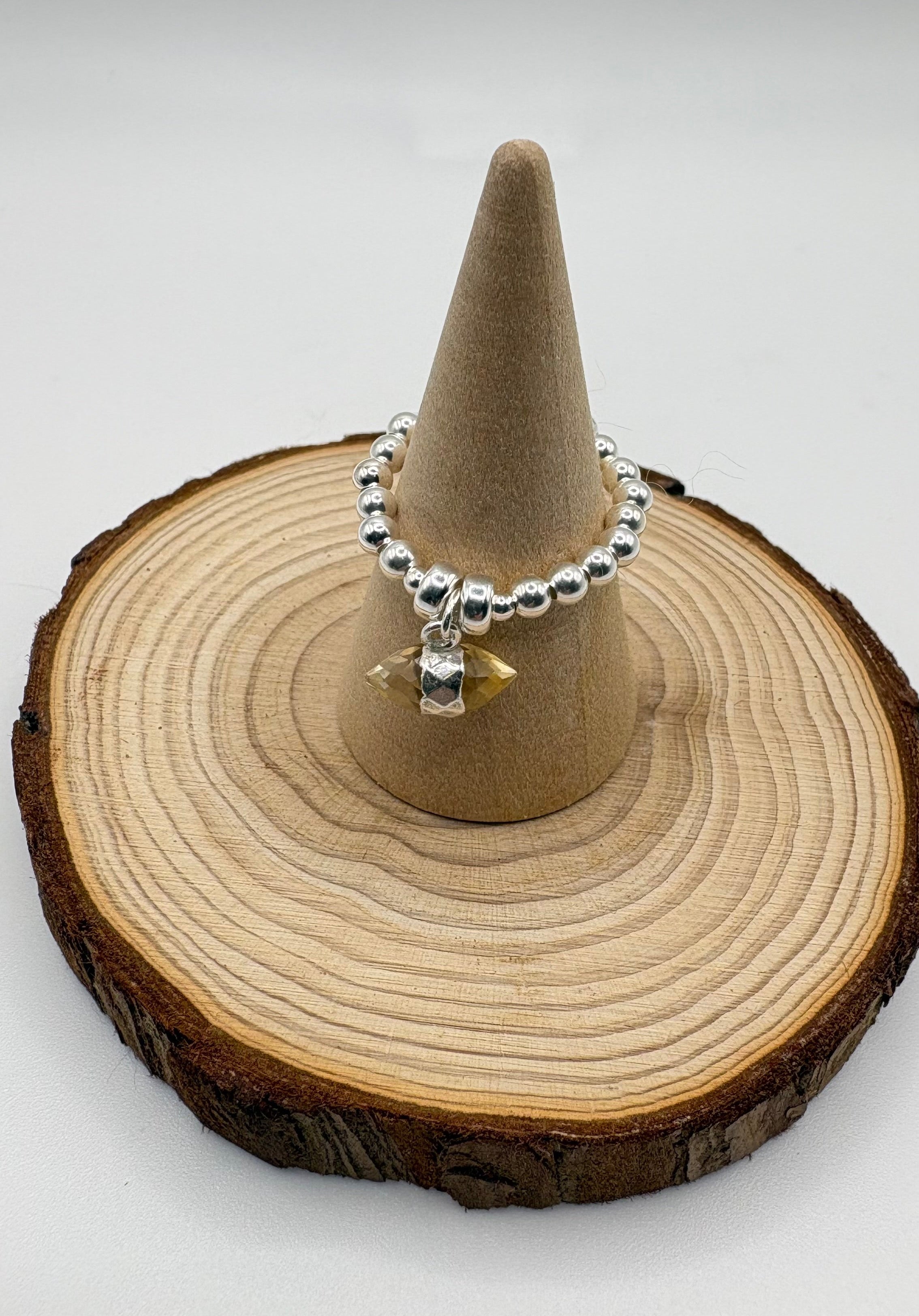 Citrine Double point Charm Ring - 925 Sterling Silver