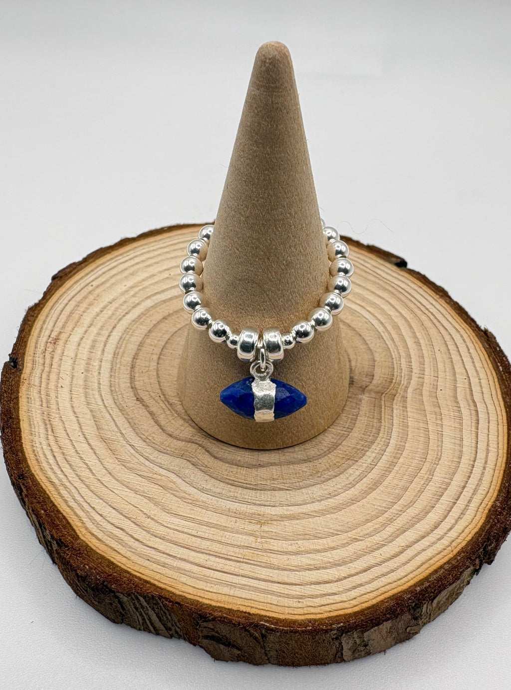 Lapis lazuli Double point Charm Ring - 925 Sterling Silver
