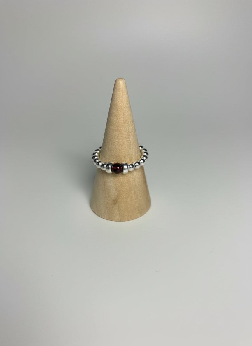Crystal 925 Sterling Silver Beaded Ring