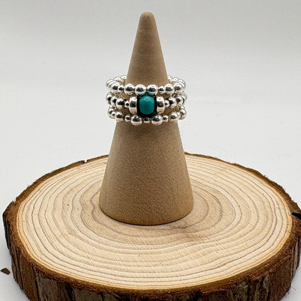 925 Sterling Silver beaded Ring