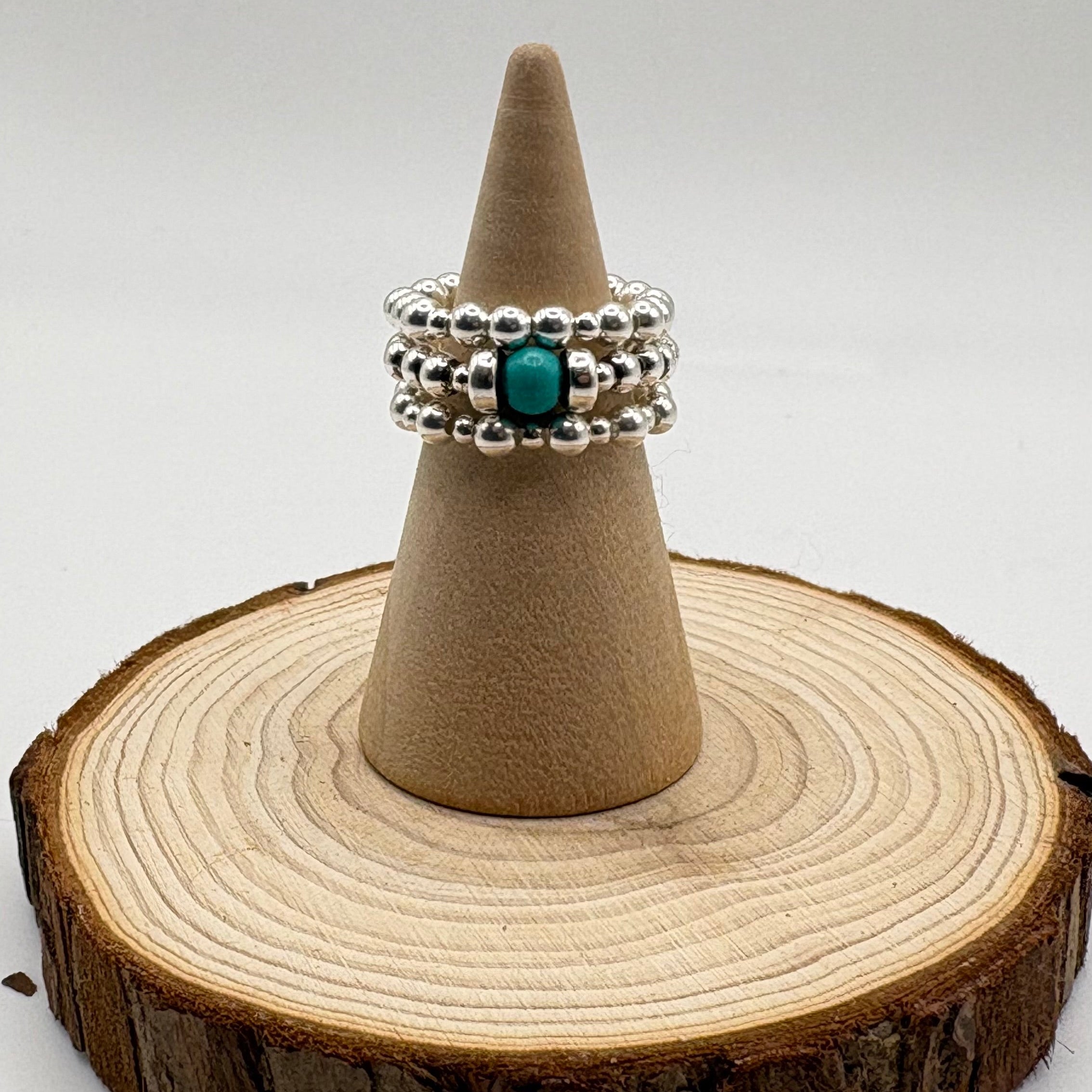 925 Sterling Silver beaded Ring