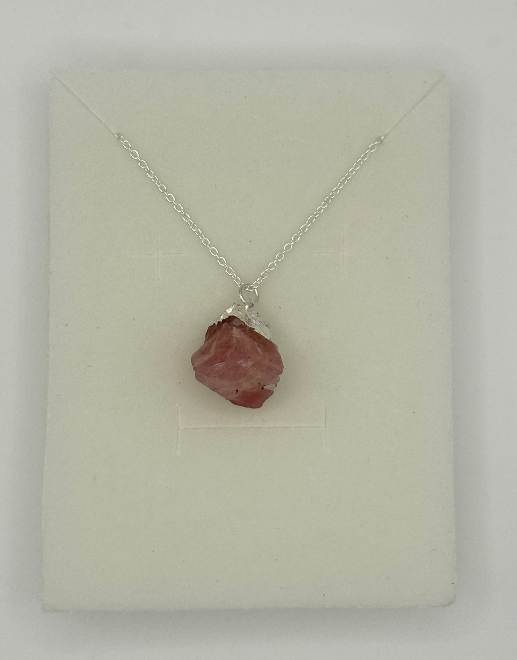 Raw Rose Quartz Pendant Necklace – Sterling Silver 925 Chain