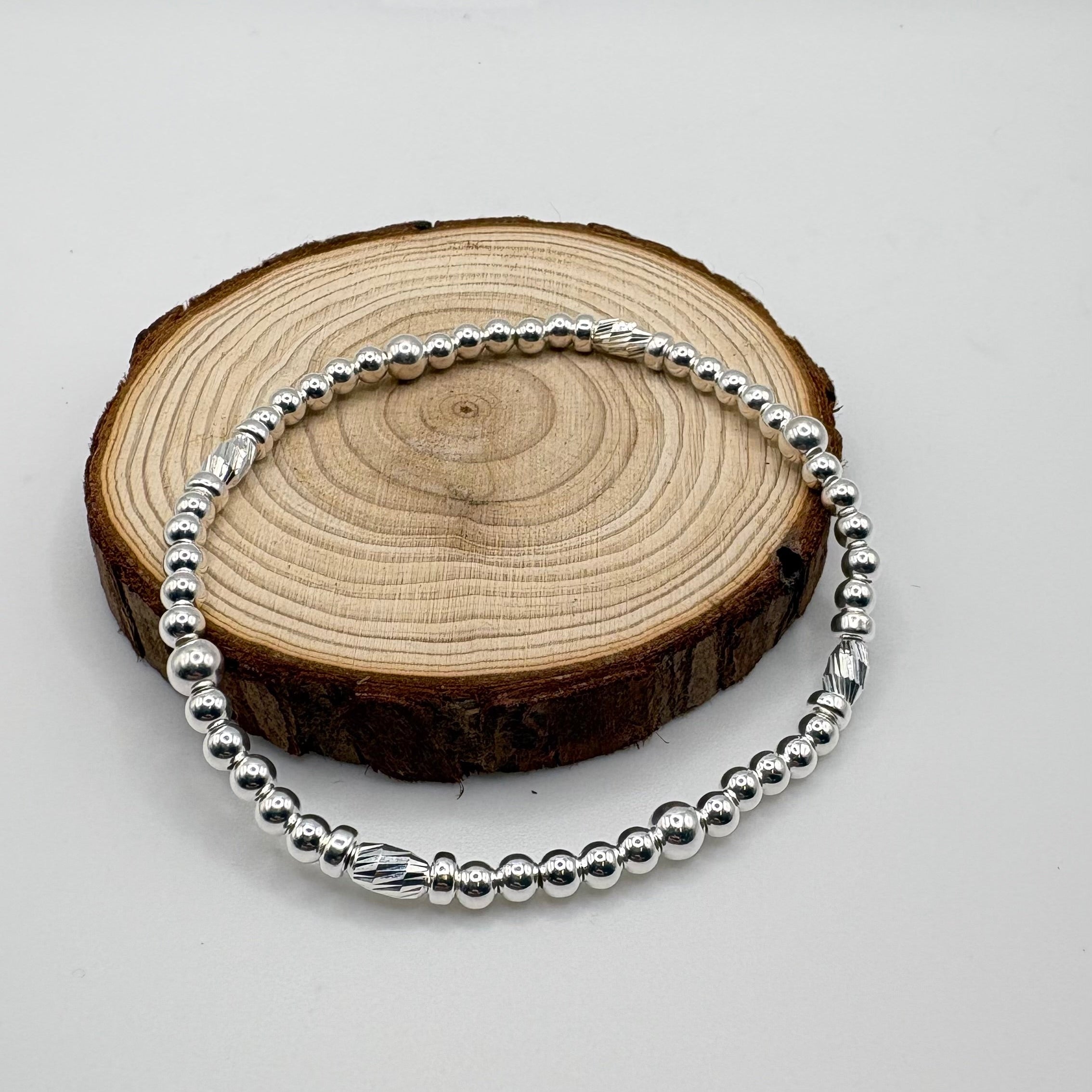 925 Sterling Silver Beaded Anklet