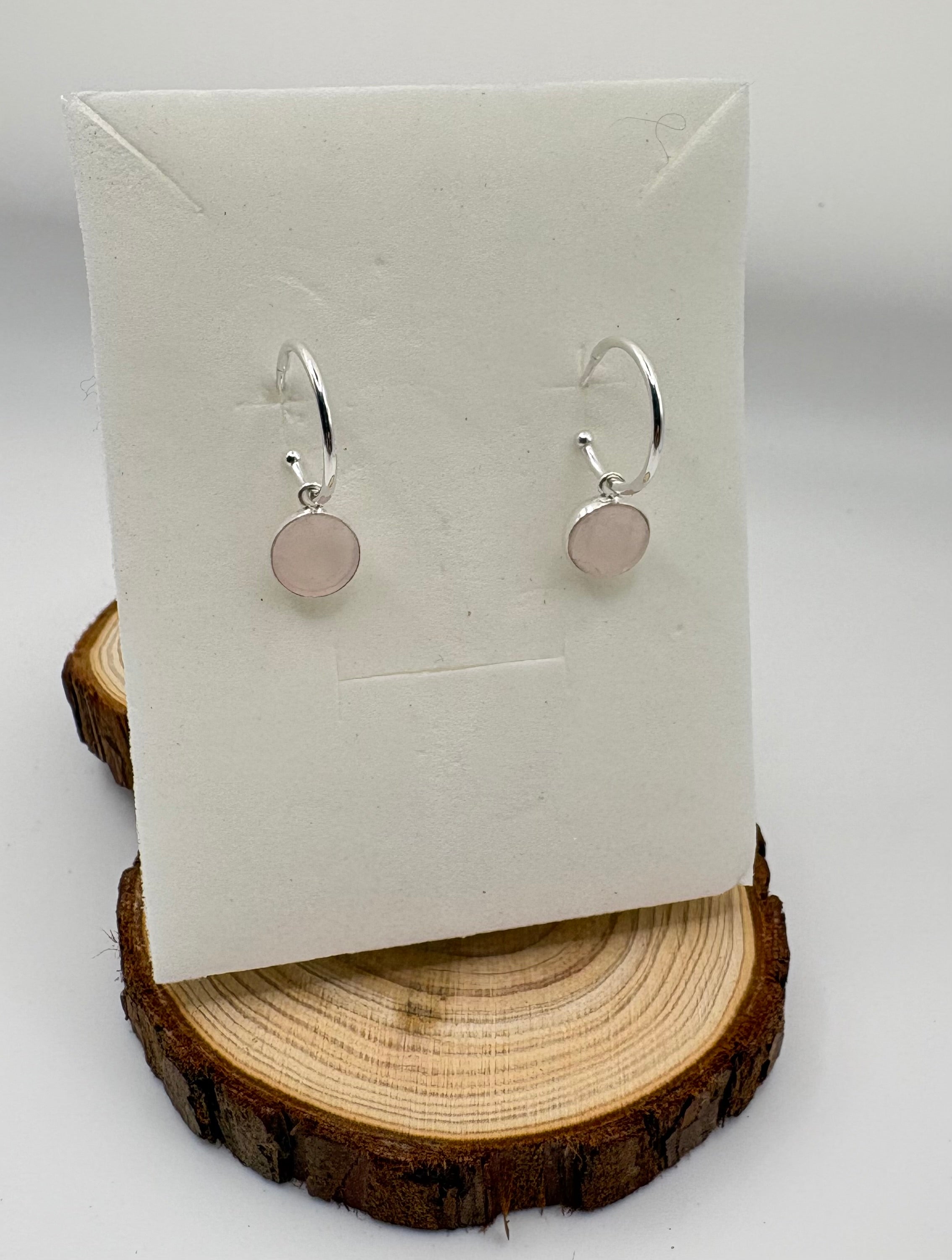 ORBIT Rose Quartz Hoop Earrings | 925 Sterling Silver 